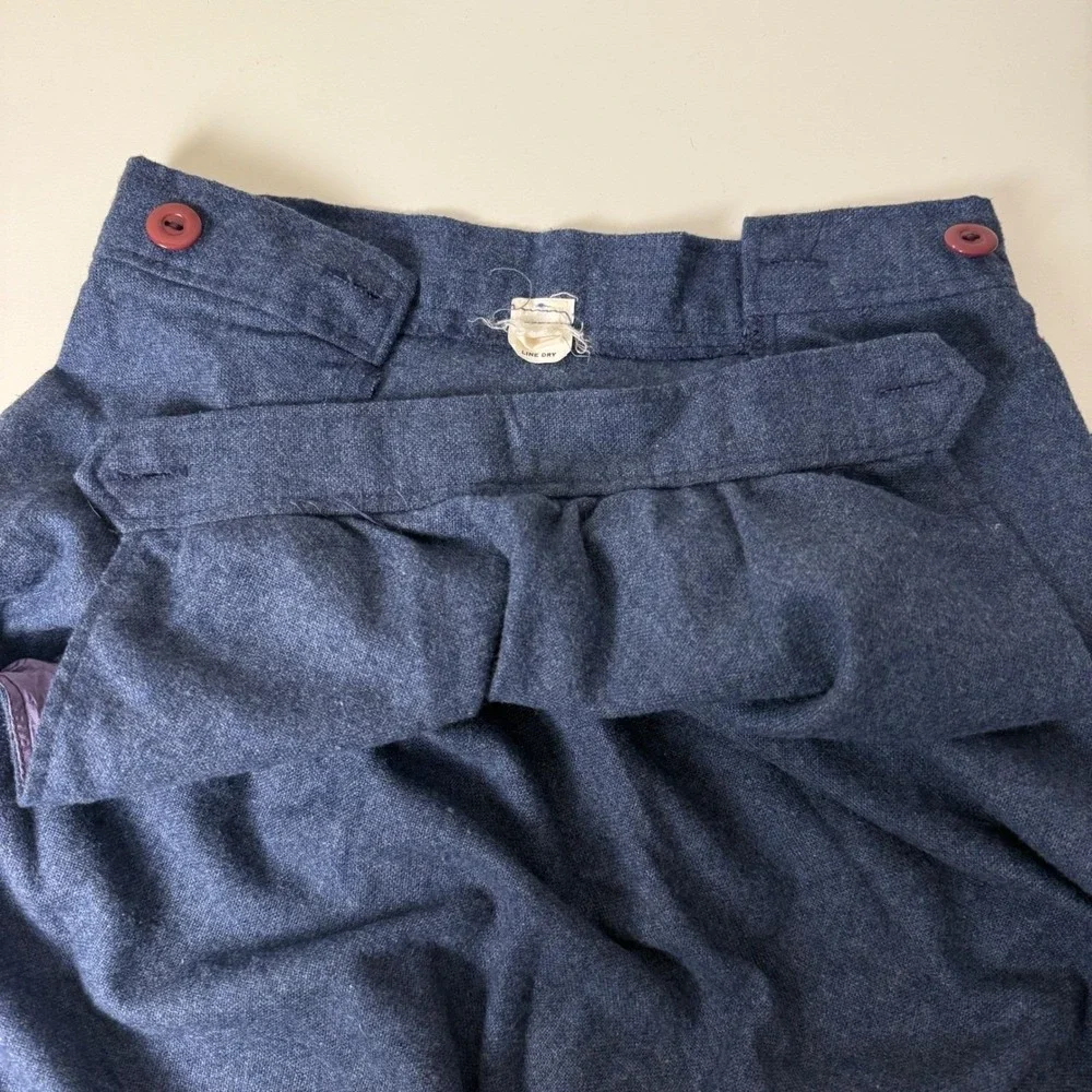 Vintage 70s Union Made Navy‎ Blue Small A-Line Midi Skirt Academia Cottagecore